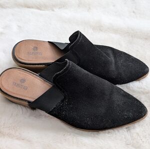 Susina Black Suede Slip-On Mules